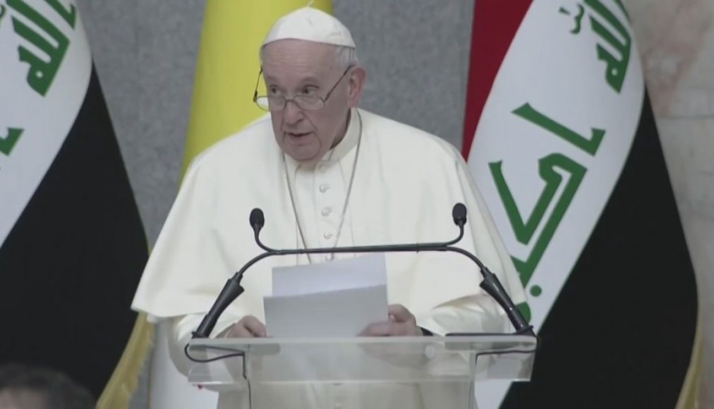 Le pape François à Baghdad, Irak, 5 mars 2021 Le pape François à Baghdad, Irak, 5 mars 2021 / ©قناة التغيير, CC BY 3.0 via Wikimedia Commons