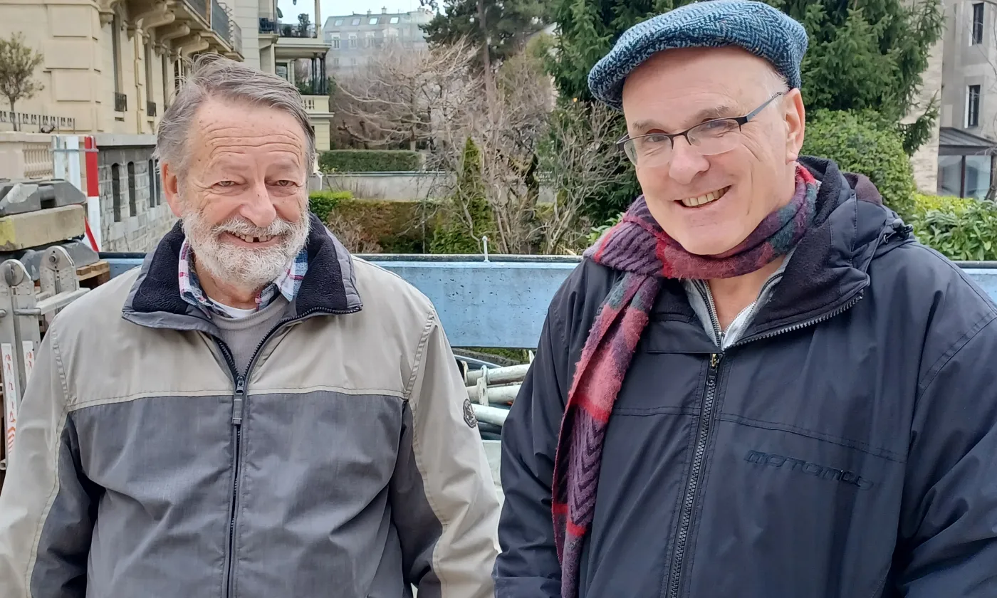 Luc Ruedin et Marc Donzé sur le chantier de la future City Church - Espace Maurice Zundel à Lausanne ©Davide Pesenti