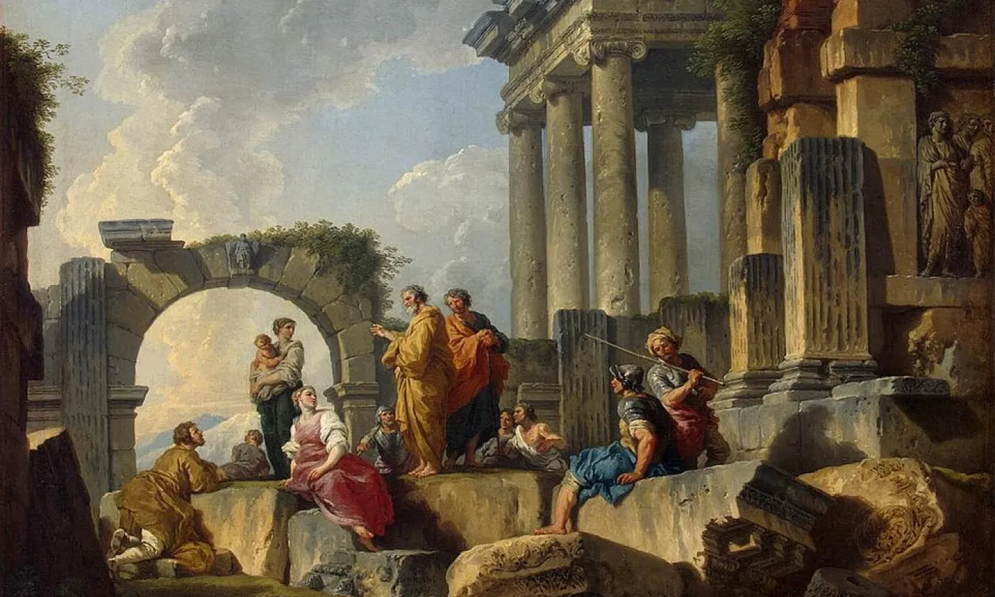 "L'apôtre Paul prêchant sur les ruines", tableau de Giovanni Paolo Panini (1744) ©Wikimedia Commons
