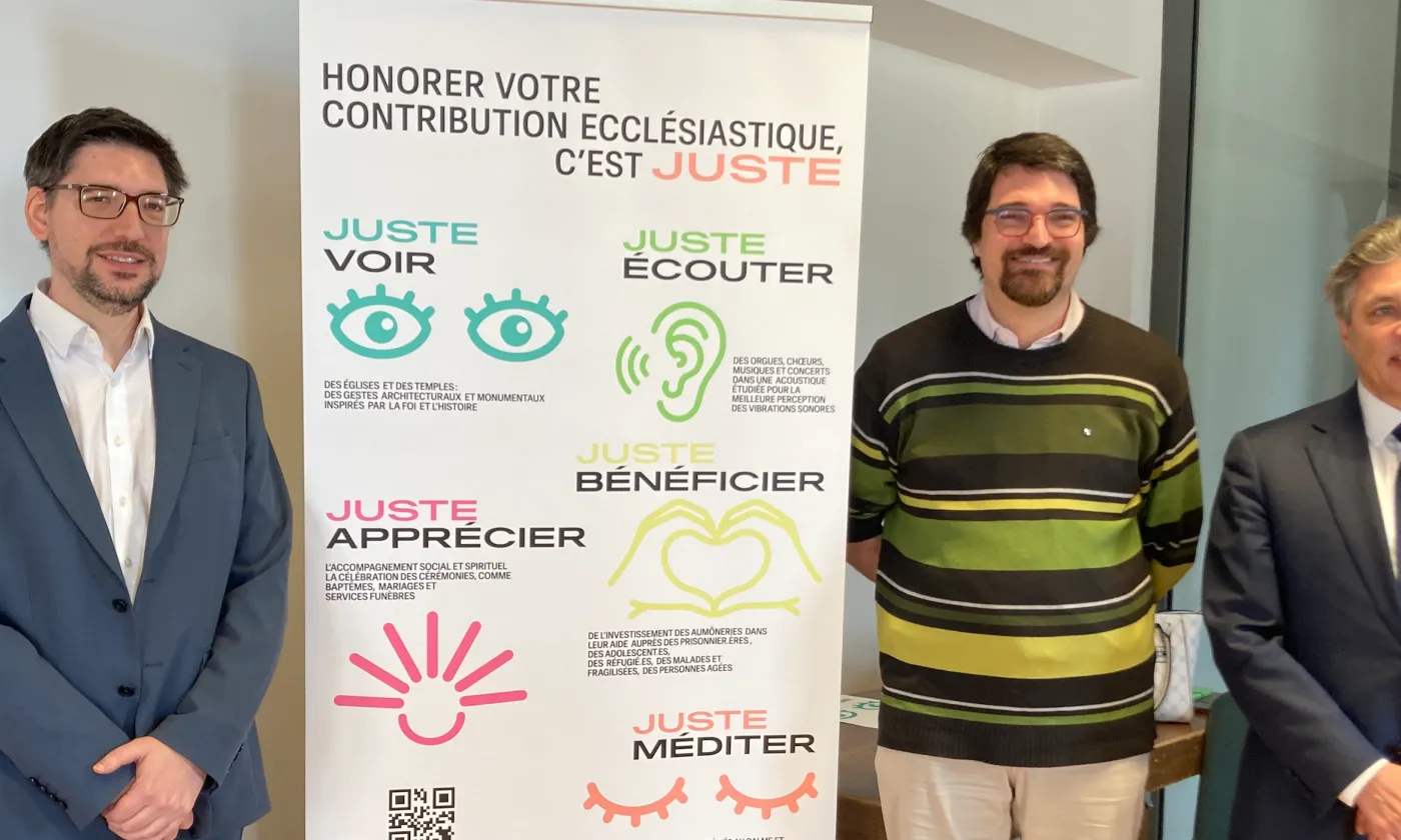 Yves Bourquin, Nassouh Toutoungi et Emmanuel Raffner, représentants des 3 Eglises neuchâteloises reconnues Protestinfo