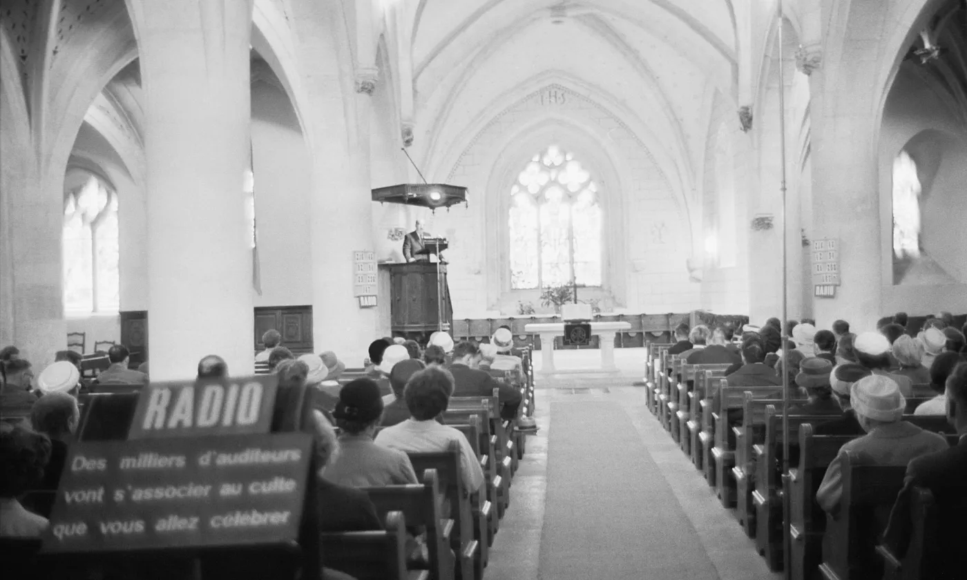 Culte radio à l'église d'Orbe, 19 mai 1963 ©Edipresse/Jean-Pierre Grisel