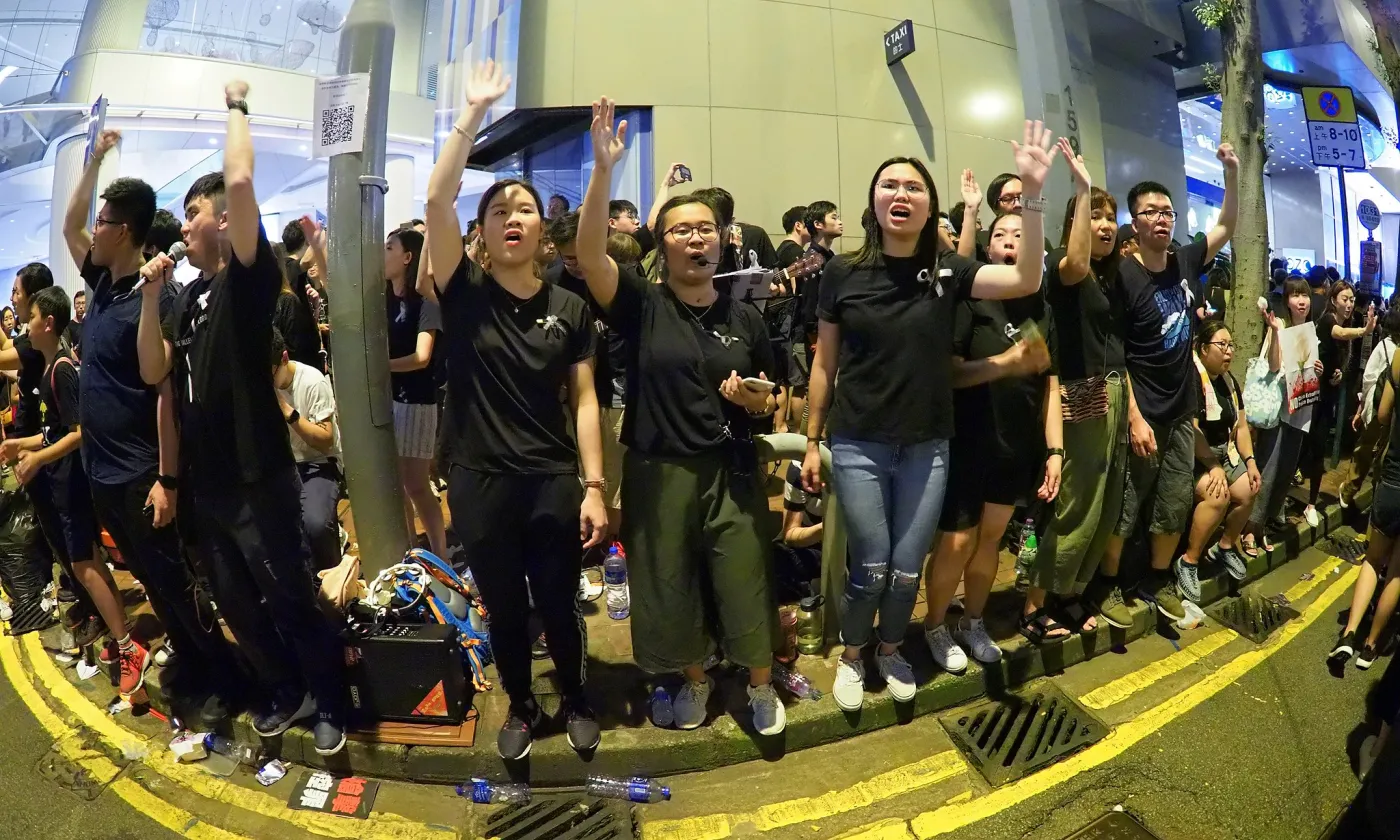 Les chrétiens hongkongais chantent "Sing Hallelujah to the Lord" lors des manifestations de 2019 ©Flikr/Etan Liam