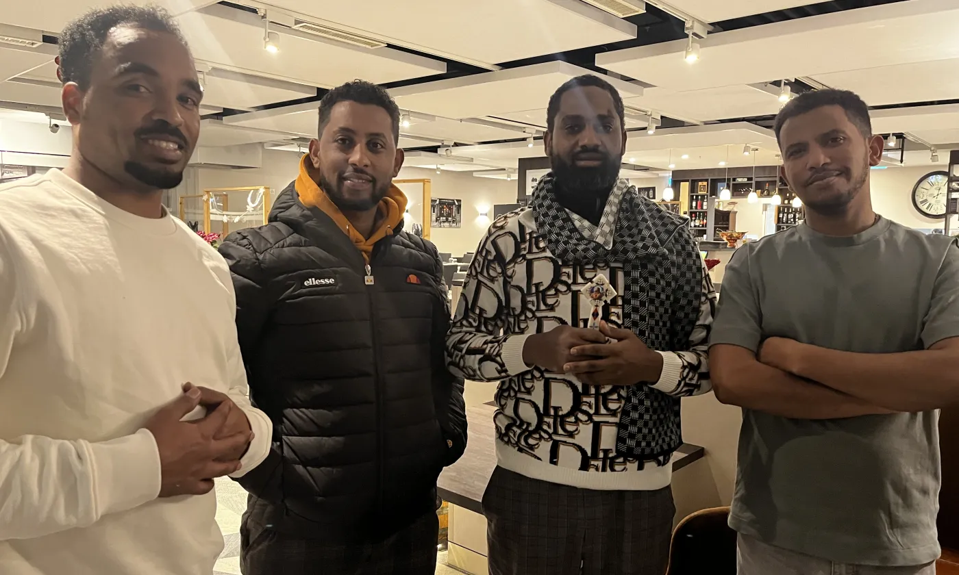 De gauche à droite: les représentants de la communauté orthodoxe érythréenne de Lausanne Atakilti Estifanos, Kokob Ghebreyohannes, Brhane Tseheye et Million Elias. ©CA