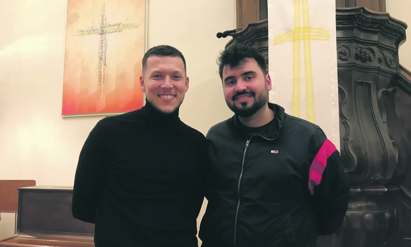 Elvis Idrizi et Liridon Abazi ont présenté leur travail à la Plateforme interreligieuse de Genève en mai dernier. ©Camille Andres