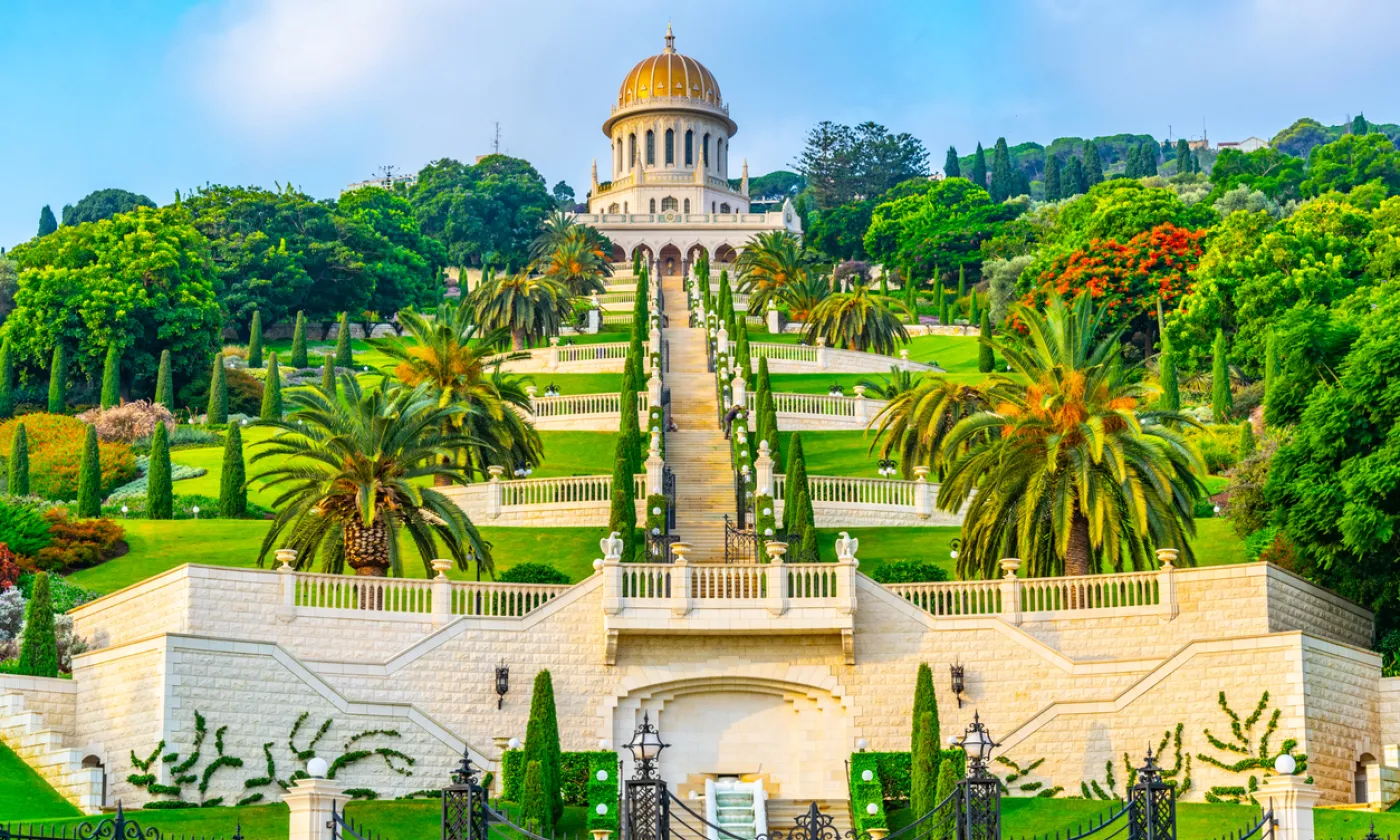 Les jardins au temple Bahaï de Haïfa en Israël. ©iStock